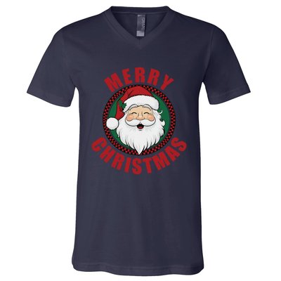 Winter Xmas Snowman Santa Claus Reindeer Merry Christmas V-Neck T-Shirt