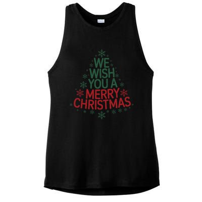 Winter Xmas Snowman Santa Claus Reindeer Merry Christmas Ladies PosiCharge Tri-Blend Wicking Tank