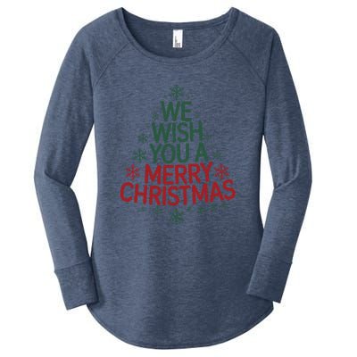 Winter Xmas Snowman Santa Claus Reindeer Merry Christmas Women's Perfect Tri Tunic Long Sleeve Shirt