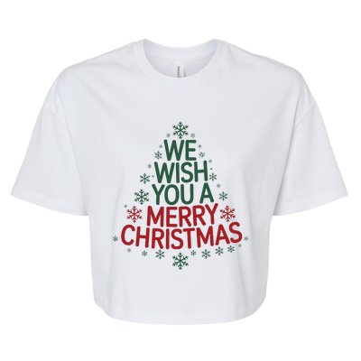 Winter Xmas Snowman Santa Claus Reindeer Merry Christmas Bella+Canvas Jersey Crop Tee