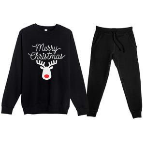 Winter Xmas Snowman Merry Christmas Santa Claus Reindeer Premium Crewneck Sweatsuit Set