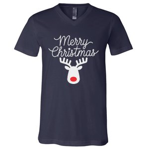 Winter Xmas Snowman Merry Christmas Santa Claus Reindeer V-Neck T-Shirt