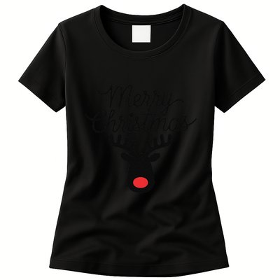 Winter Xmas Snowman Merry Christmas Santa Claus Reindeer Womens T-Shirt