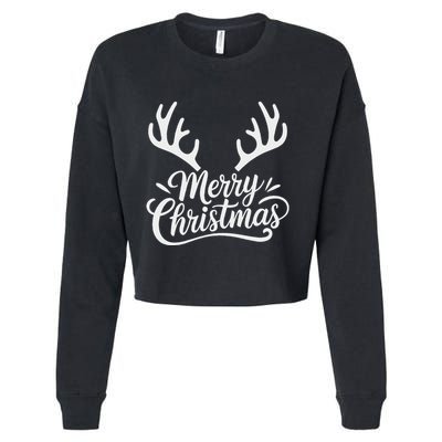 Winter Xmas Snowman Merry Christmas Santa Claus Reindeer Cropped Pullover Crew