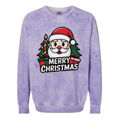 Winter Xmas Snowman Santa Claus Reindeer Merry Christmas Colorblast Crewneck Sweatshirt