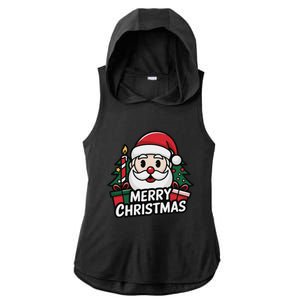 Winter Xmas Snowman Santa Claus Reindeer Merry Christmas Ladies PosiCharge Tri-Blend Wicking Draft Hoodie Tank