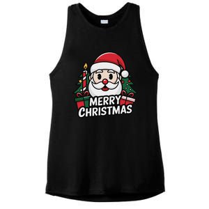 Winter Xmas Snowman Santa Claus Reindeer Merry Christmas Ladies PosiCharge Tri-Blend Wicking Tank