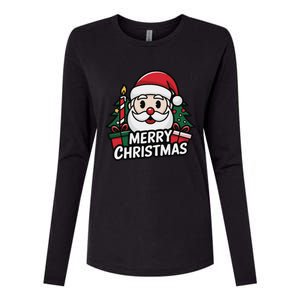 Winter Xmas Snowman Santa Claus Reindeer Merry Christmas Womens Cotton Relaxed Long Sleeve T-Shirt