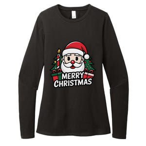 Winter Xmas Snowman Santa Claus Reindeer Merry Christmas Womens CVC Long Sleeve Shirt