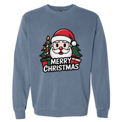 Winter Xmas Snowman Santa Claus Reindeer Merry Christmas Garment-Dyed Sweatshirt