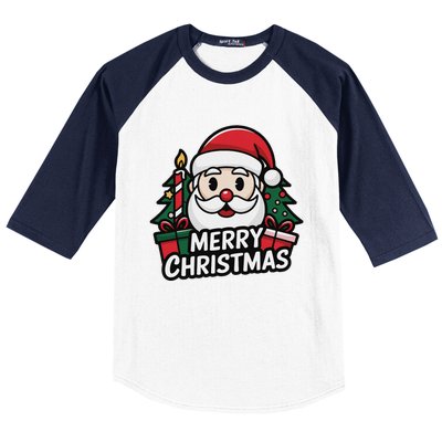 Winter Xmas Snowman Santa Claus Reindeer Merry Christmas Baseball Sleeve Shirt