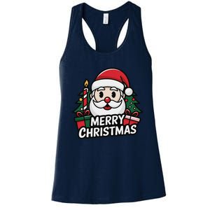 Winter Xmas Snowman Santa Claus Reindeer Merry Christmas Women's Racerback Tank