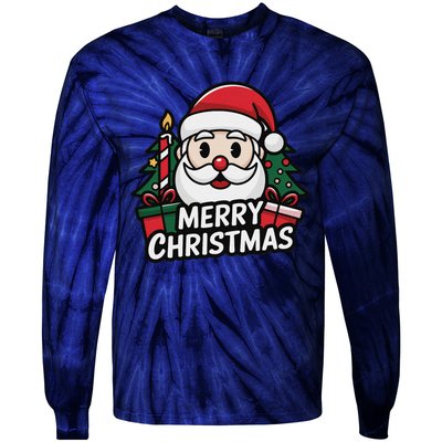 Winter Xmas Snowman Santa Claus Reindeer Merry Christmas Tie-Dye Long Sleeve Shirt