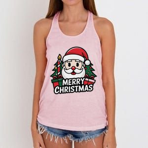 Winter Xmas Snowman Santa Claus Reindeer Merry Christmas Women's Knotted Racerback Tank