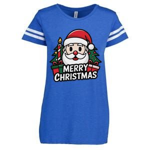 Winter Xmas Snowman Santa Claus Reindeer Merry Christmas Enza Ladies Jersey Football T-Shirt