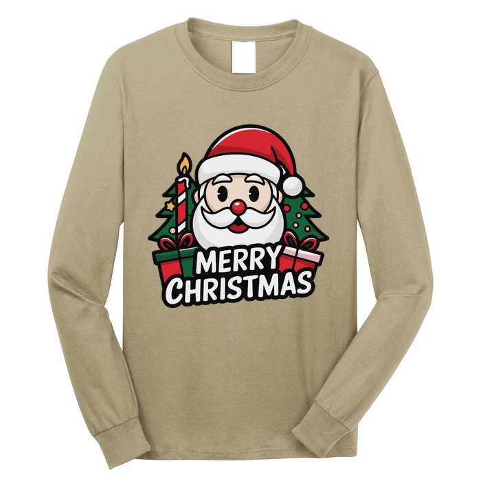 Winter Xmas Snowman Santa Claus Reindeer Merry Christmas Long Sleeve Shirt