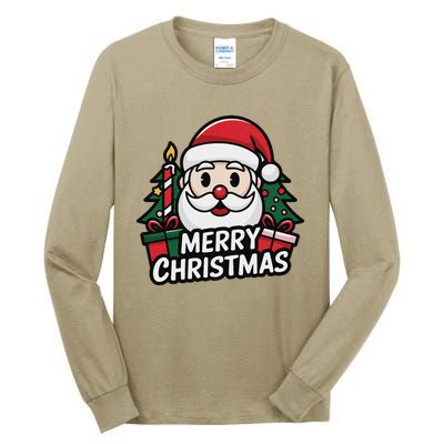 Winter Xmas Snowman Santa Claus Reindeer Merry Christmas Tall Long Sleeve T-Shirt