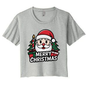 Winter Xmas Snowman Santa Claus Reindeer Merry Christmas Women's Crop Top Tee