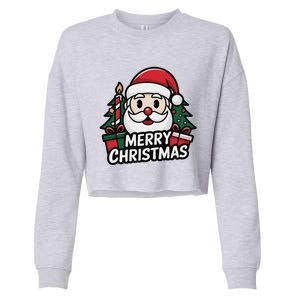 Winter Xmas Snowman Santa Claus Reindeer Merry Christmas Cropped Pullover Crew