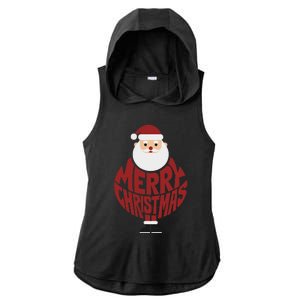 Winter Xmas Snowman Santa Claus Reindeer Merry Christmas Ladies PosiCharge Tri-Blend Wicking Draft Hoodie Tank