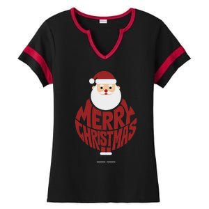 Winter Xmas Snowman Santa Claus Reindeer Merry Christmas Ladies Halftime Notch Neck Tee