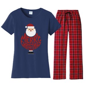 Winter Xmas Snowman Santa Claus Reindeer Merry Christmas Women's Flannel Pajama Set