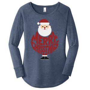 Winter Xmas Snowman Santa Claus Reindeer Merry Christmas Women's Perfect Tri Tunic Long Sleeve Shirt