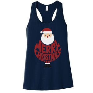 Winter Xmas Snowman Santa Claus Reindeer Merry Christmas Women's Racerback Tank