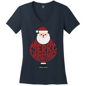 Winter Xmas Snowman Santa Claus Reindeer Merry Christmas Women's V-Neck T-Shirt