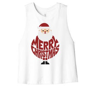 Winter Xmas Snowman Santa Claus Reindeer Merry Christmas Women's Racerback Cropped Tank