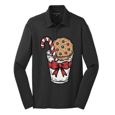 Winter Xmas Snowman Santa Claus Reindeer Merry Christmas Silk Touch Performance Long Sleeve Polo