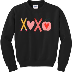 Women Xoxo Teacher ValentineS Day Pencil And Apple Kids Sweatshirt