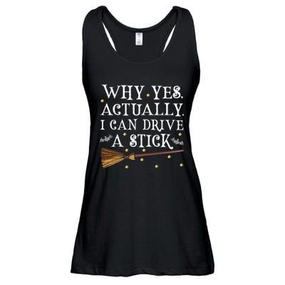 Why Yes Actually I Can Drive A Stick Halloween Witch Ladies Essential Flowy Tank