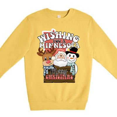 Wishing You A Minnesota Merry Christmas Long Sleeve Premium Crewneck Sweatshirt