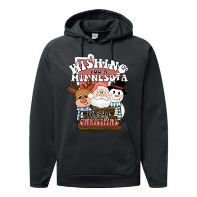 Wishing You A Minnesota Merry Christmas Long Sleeve Performance Fleece Hoodie