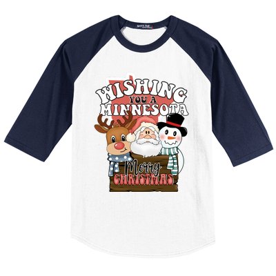 Wishing You A Minnesota Merry Christmas Long Sleeve Baseball Sleeve Shirt