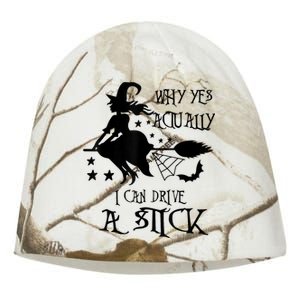 Why Yes Actually I Can Drive A Stick Funny Halloween Kati - Camo Knit Beanie