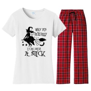 Why Yes Actually I Can Drive A Stick Funny Halloween Women's Flannel Pajama Set