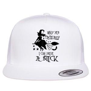 Why Yes Actually I Can Drive A Stick Funny Halloween Flat Bill Trucker Hat