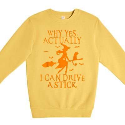 Why Yes Actually I Can Drive A Stick Funny Halloween Premium Crewneck Sweatshirt