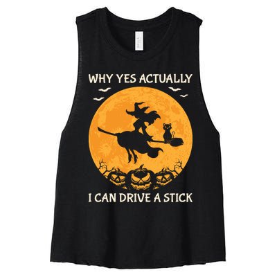 Why Yes Actually I Can Drive A Stick Vintage Women's Racerback Cropped Tank