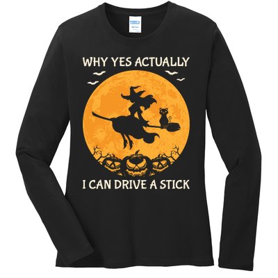 Why Yes Actually I Can Drive A Stick Vintage Ladies Long Sleeve Shirt