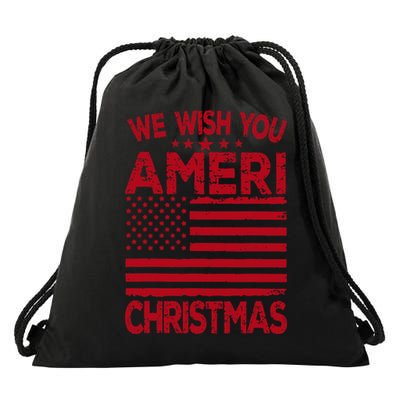 Wish You Ameri Christmas Funny USA Patriotic Drawstring Bag