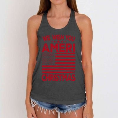 Wish You Ameri Christmas Funny USA Patriotic Women's Knotted Racerback Tank