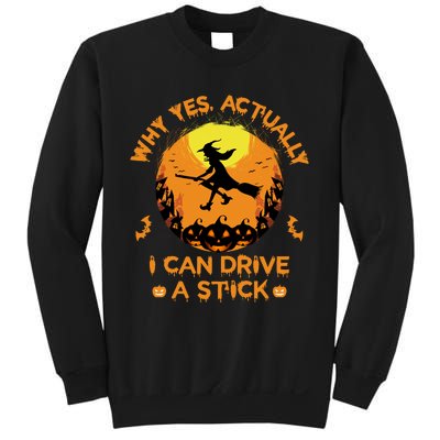 Why Yes Actually I Can Drive A Stick Halloween Witch Broom Sweatshirt