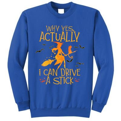 Why Yes Actually I Can Drive A Stick Halloween Witch Broom Sweatshirt