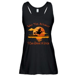 Why Yes Actually I Can Drive A Stick - Funny Halloween Witch Ladies Essential Flowy Tank