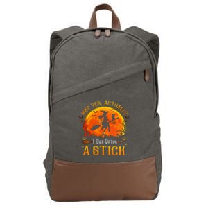 Why Yes Actually I Can Drive A Stick Halloween Witch Cotton Canvas Backpack