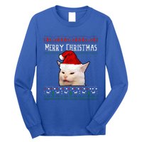 Woman Yelling at a Smudge Cat Ugly Christmas Sweater Meme  Long Sleeve Shirt