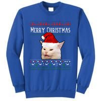 Woman Yelling at a Smudge Cat Ugly Christmas Sweater Meme  Sweatshirt